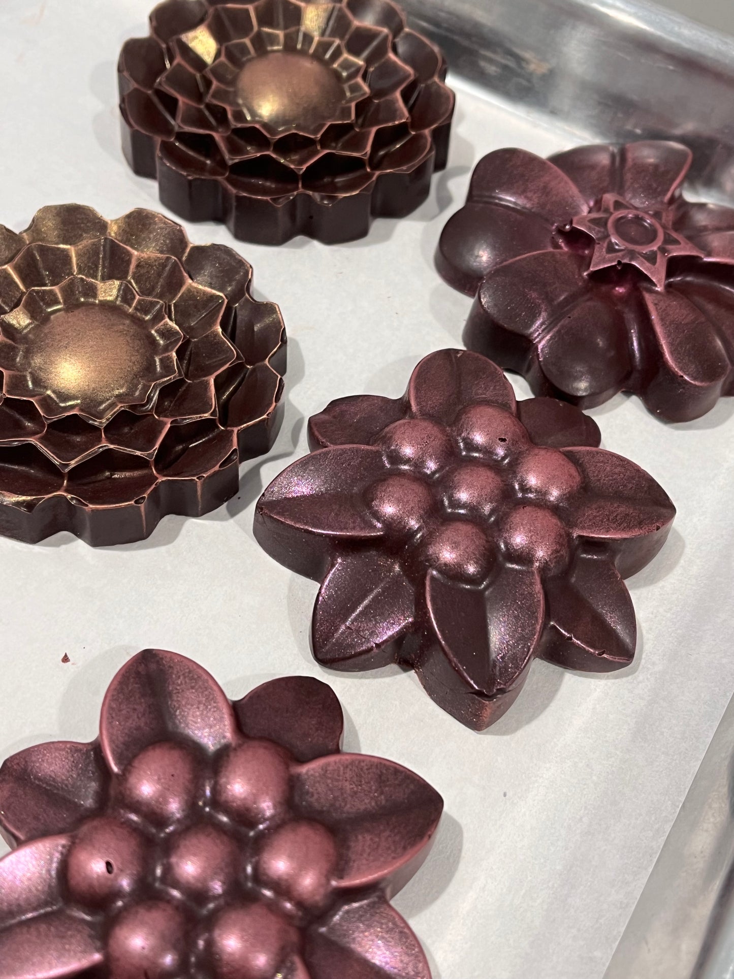 Metallic hearts/flowers